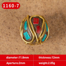Load image into Gallery viewer, 1Pc 15 Styles Retro Nepal Beads Handmade Red Coral Tibetan Bead Antique Golden For Jewelry Components Making DIY Bracelets
