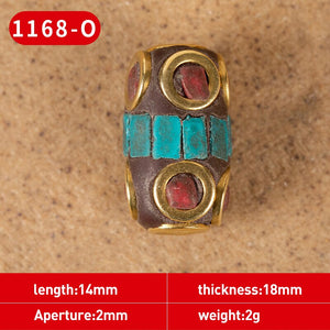 1Pc 15 Styles Retro Nepal Beads Handmade Red Coral Tibetan Bead Antique Golden For Jewelry Components Making DIY Bracelets
