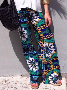 Summer Print Trousers Casual Straight Pants