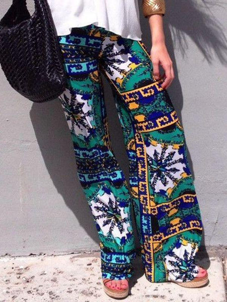 Summer Print Trousers Casual Straight Pants