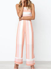 Load image into Gallery viewer, Pink Stripe Tops Wide Leg Pants Sets
