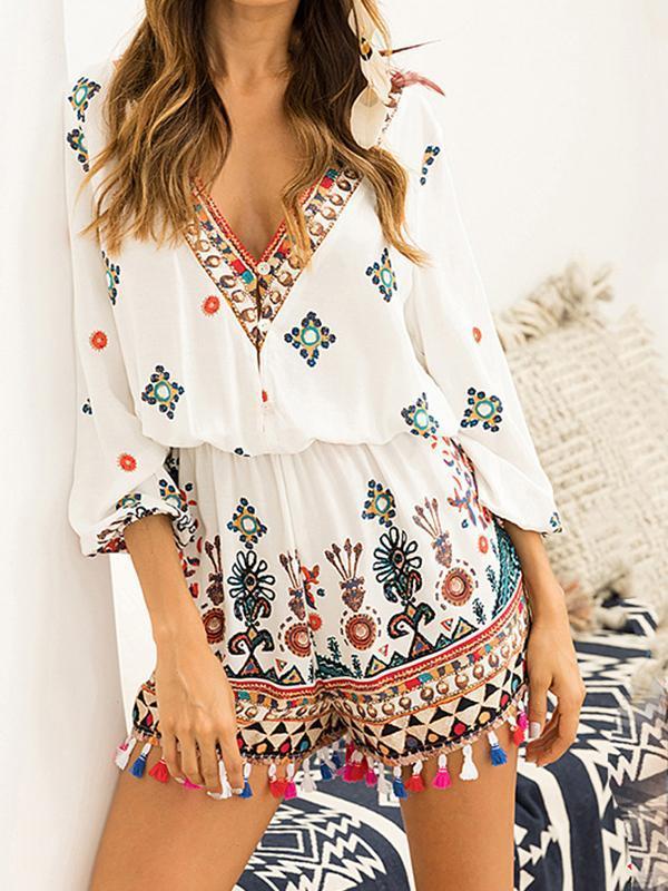 Holiday Bohemian Style Tassel Jumpsuit