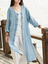 Load image into Gallery viewer, Linen Cotton Solid Color Vintage Outwear Cardigan
