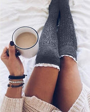 Load image into Gallery viewer, Lace over knee piles of stockings
