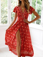 Load image into Gallery viewer, Bohemia Sexy V-neck Printed Beach Maxi Split Dresses
