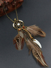 Load image into Gallery viewer, Retro Hollowed  Feather  Tassel Sweater Chain
