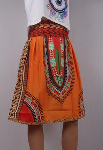 African Print High Waist Casual Skirt