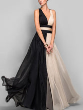 Load image into Gallery viewer, Two-color Sleeveless V-Neck Maxi Evening Dress
