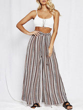 Load image into Gallery viewer, Print Stripe Belted High Waist Wide Leg Pants
