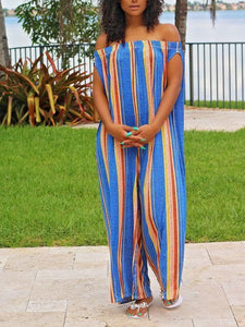 Loose Casual Off Shoulder Wide Leg Pants Jumpsuit