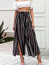 Load image into Gallery viewer, Casual High Waist Split Stripe Wide Leg Pants
