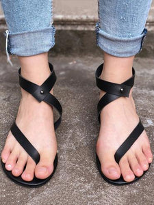 Black Low-heel Sandals Shoes For Women