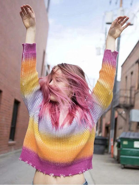 Colorful Long Sleeve Autumn Winter Tops Sweater