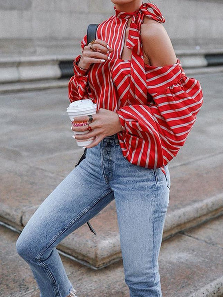 Fashion Stripe Long Sleeve T Shirt Tops