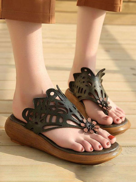 Summer Beach Literature Genuine Leather Slipper