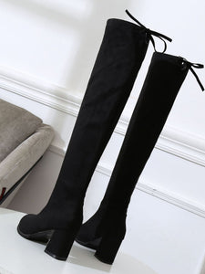 Black Thick Over The Knee Boots