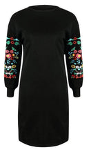 Load image into Gallery viewer, Round Neck Floral Long Sleeve Mini Dress
