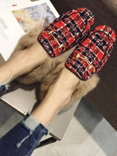Load image into Gallery viewer, Faux Fur Gingham Winter Shoes
