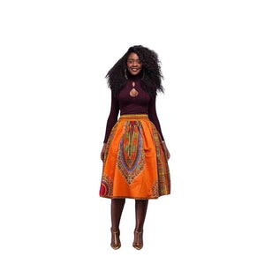 African Print High Waist Casual Skirt