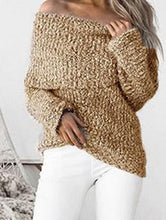 Load image into Gallery viewer, Knit Off Shoulder Long Sleeve Tops Sweater
