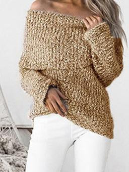 Knit Off Shoulder Long Sleeve Tops Sweater