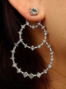 Bohemian Crystal Large Circle Drop Pendant Earrings