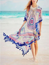 Load image into Gallery viewer, Summer Tassel Long Beach Split Maxi Dress

