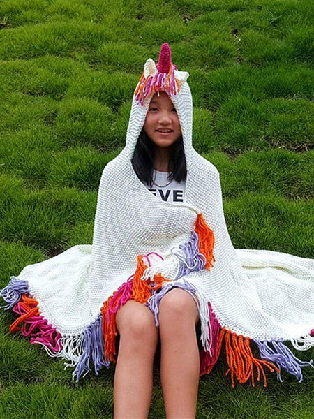Autumn And Winter Cartoon Children Unicorn One-Piece Cap Cloak