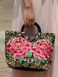 National Style Embroidery Double-Sided Embroidery Portable Versatile Bag