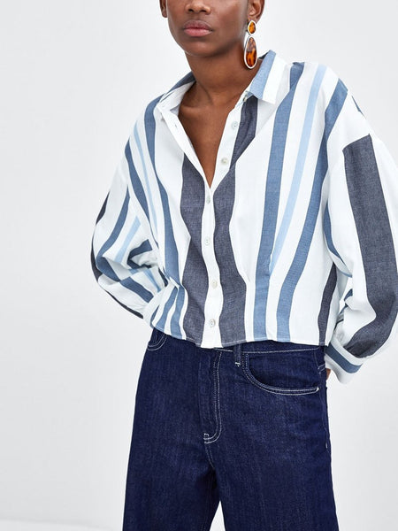 Autumn Stripe Long Sleeve T Shirt Blouse