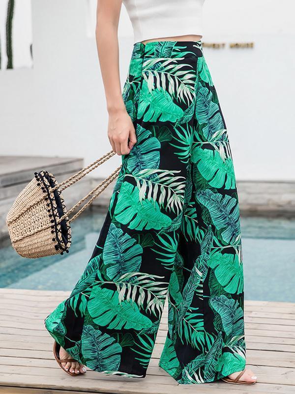 Casual Bohemian Beach High Waist Wide Leg Pants