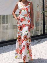 Load image into Gallery viewer, Sexy V-neck Floral Printed Chiffon Mermaid Maxi Dress
