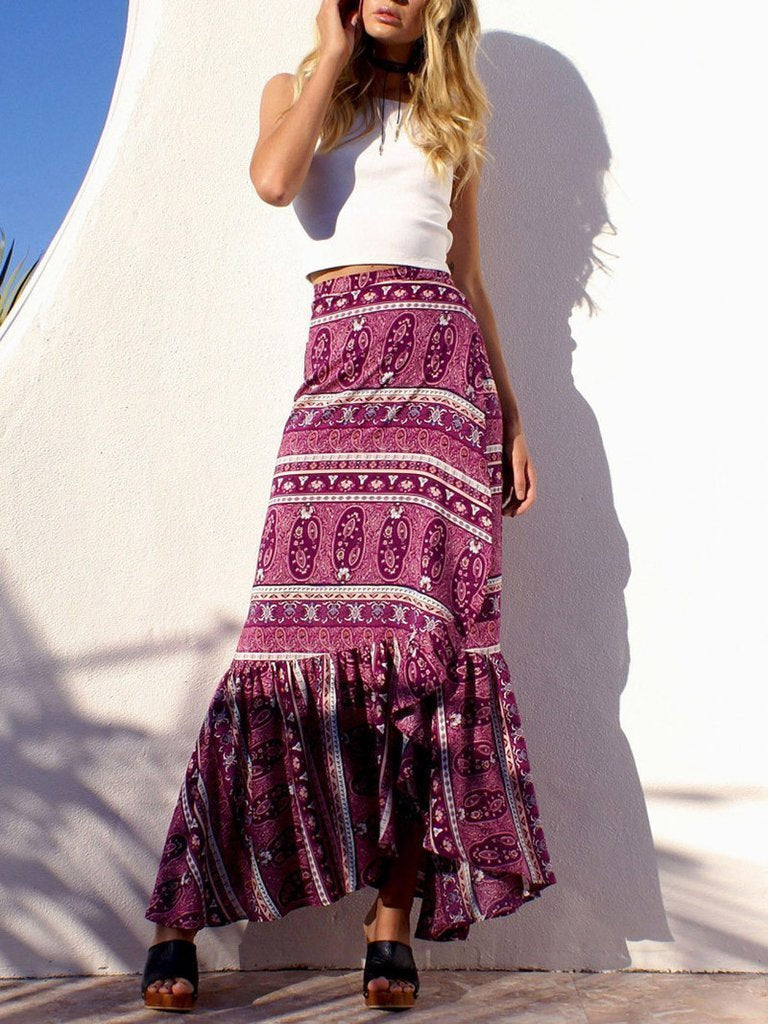 Summer Beach Bohemia Split Skirt