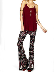 Bohemian Style Wide Leg Elastic Stretch Flare Pants