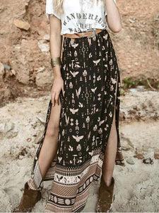 Boho Side Split Beach Bust Skirt