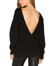 Load image into Gallery viewer, Knitting Backless Round-neck Long Sleeves Sweater Tops
