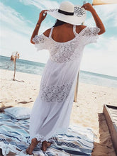 Load image into Gallery viewer, Spaghetti-strap Lace Hollow Solid Beach Swimwear Maxi Dresses
