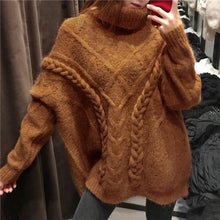 Load image into Gallery viewer, Casual Loose Turtleneck Solid Color Pullover Sweater Jumper
