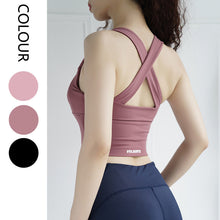 Load image into Gallery viewer, High sports shock proof zipper bra anti droop close Yoga underwear bra back sports vest
