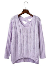 Load image into Gallery viewer, Knit Hollow BacklessLong Sleeve V-neck Sweater
