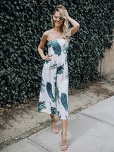 Load image into Gallery viewer, Leaves Printed Backless Off-the-shoulder Long Jumpsuits
