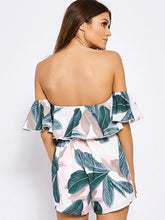 Load image into Gallery viewer, Leaves Printed Backless Off-the-shoulder Long Jumpsuits
