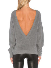 Load image into Gallery viewer, Knitting Backless Round-neck Long Sleeves Sweater Tops
