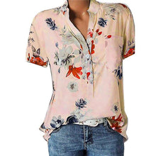 Load image into Gallery viewer, Fashion Women Blouses Printing Pocket Plus SizeShort Sleeve Tops
