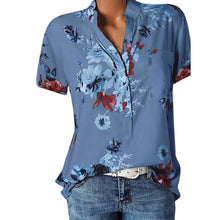 Load image into Gallery viewer, Fashion Women Blouses Printing Pocket Plus SizeShort Sleeve Tops
