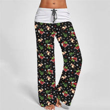 Load image into Gallery viewer, New Autumn Women Christmas Style Long Pants Vintage Print Casual Wide Leg Pants Streetwear Female Patchwork Loose Pant
