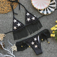 Load image into Gallery viewer, New Women Sexy Bikini Set Fringed Tassel Padded Star Print Swimwear
