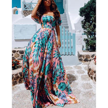 Load image into Gallery viewer, Women Summer Long Maxi Dress Boho Floral Print Dresses Off-Shoulder Beach Party Sundress

