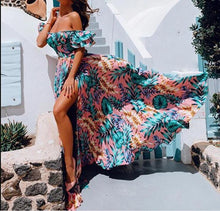 Load image into Gallery viewer, Women Summer Long Maxi Dress Boho Floral Print Dresses Off-Shoulder Beach Party Sundress

