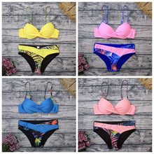 Load image into Gallery viewer, Women Sexy Bikinis Set Patchwork Swimsuits Print Ruched Swimwear
